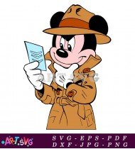 Mickey Mouse Detective Wearing Brown Trench Coat SVG