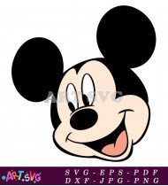 Cute Cartoon Mickey Mouse Character Head SVG