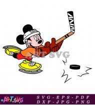 Mickey Mouse Playing Hockey Cartoon Image SVG