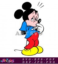 Mickey Mouse Cartoon Character With Red Pants And Hat SVG 1