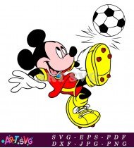 Mickey Mouse Cartoon Red Jersey Soccer Ball SVG 1