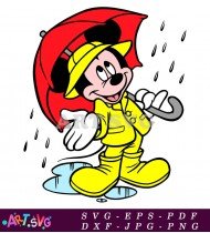 Mickey Mouse Cartoon Character With Umbrella SVG