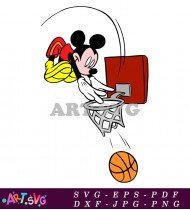 Mickey Mouse Cartoon Character Playing Basketball SVG