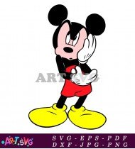 Mickey Mouse Cartoon Character Black and White SVG 1