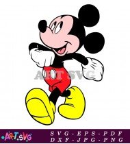 Mickey Mouse Cartoon Character Waving Hand SVG 1