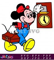 Mickey Mouse Cartoon Character Holding Suitcase SVG 1