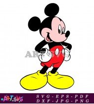 Mickey Mouse Cartoon Character Standing Smiling SVG 1