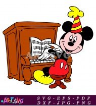 Mickey Mouse Playing The Piano Cartoon Clipart SVG