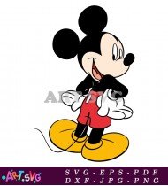 Mickey Mouse Riding On A Surfboard Image SVG