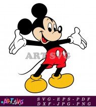 Cartoon Mickey Mouse Standing With Big Smile SVG