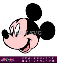 Mickey Mouse Head Cartoon Black And White SVG