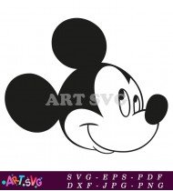 Black And White Mickey Mouse Cartoon Head SVG