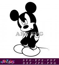 Mickey Mouse Cartoon Character Black and White SVG 2