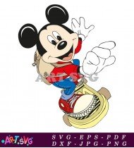 Mickey Mouse Cartoon Character Playing Drums SVG