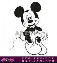 Mickey Mouse Cartoon Character Black and White SVG 7