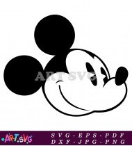 Mickey Mouse Cartoon Face Simple Coloring Page SVG 1