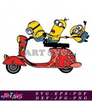 Cute Minion Cartoon Character Riding Scooter SVG