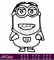 Cartoon Minion Black And White Printable SVG