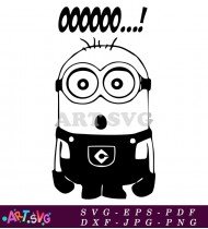 Minion With Superhero Cape Black And White SVG