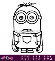 Minion Wearing Denim Jeans Black And White SVG 1