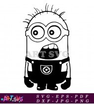 Minion Wearing Overalls Black And White SVG