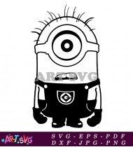 Minion Holding Banana Black And White SVG