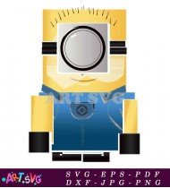 Minion Wearing Denim Jeans Black And White SVG 2