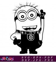 Cute Minion With Sunglasses Black And White SVG