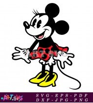 Minnie Mouse Cartoon Character Clipart Red Polka Dots SVG 2