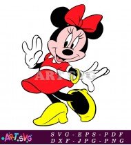 Minnie Mouse Cartoon Character Clipart Red Dress SVG 3