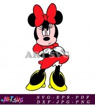 Minnie Mouse Cartoon Character Clipart Pink Bow SVG 2