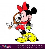 Minnie Mouse Cartoon Character Clipart Tennis Racket SVG