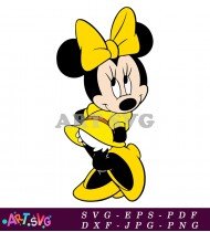 Minnie Mouse Cartoon Character With Yellow Bow SVG