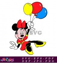 Cartoon Minnie Mouse Flying With Balloons SVG