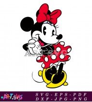 Cartoon Minnie Mouse With Pink Polka Dot Dress SVG