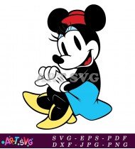 Minnie Mouse Cartoon Character With Blue Dress SVG