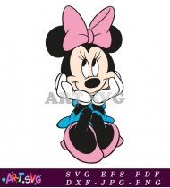 Cartoon Minnie Mouse In A Pink Dress SVG