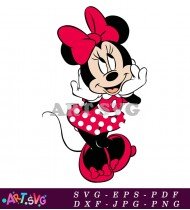 Cartoon Minnie Mouse With Polka Dot Dress SVG