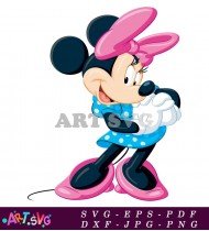 Cartoon Minnie Mouse With Pink Hat SVG