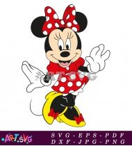 Cartoon Minnie Mouse With Red Polka Dots SVG