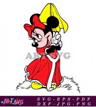 Cartoon Minnie Mouse Wearing A Red Dress SVG