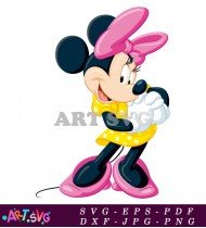 Cartoon Minnie Mouse Wearing Yellow Dress SVG