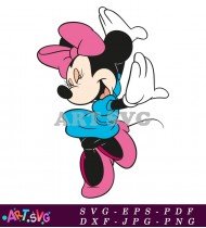 Cartoon Minnie Mouse Wearing A Blue Dress SVG