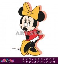 Minnie Mouse Cartoon Character With Red Dress SVG