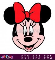 Mickey Mouse Cartoon Character Face Red Bow SVG