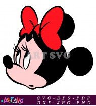 Mickey Mouse Cartoon Character Head Red Bow SVG