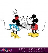 Mickey Mouse and Minnie Mouse Romantic Kiss SVG