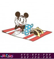 Disney Cartoon Minnie Mouse Relaxing on Beach SVG