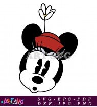 Cartoon Minnie Mouse Black White Illustration SVG