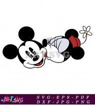 Mickey Mouse Cartoon Character With Flower SVG 1